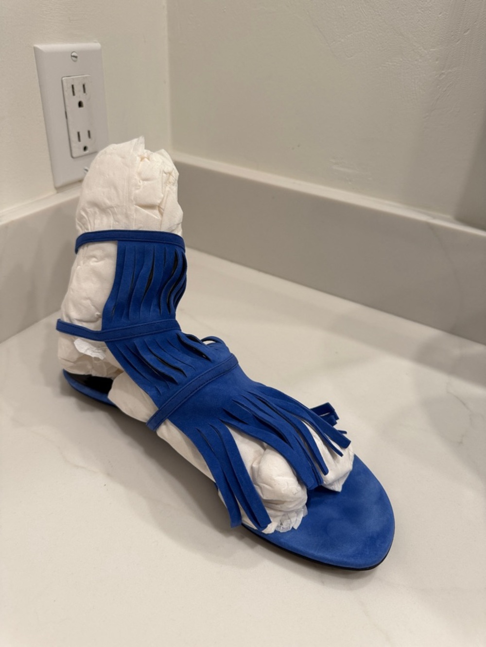 Gucci Cobalt Blue Fringe Gladiator Sandal - Women